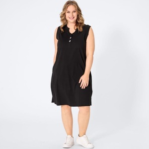 Damen-Kleid mit Knöpfen, große Größen, Black