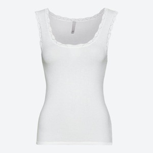 Damen-Top mit Ajour-Kante, White