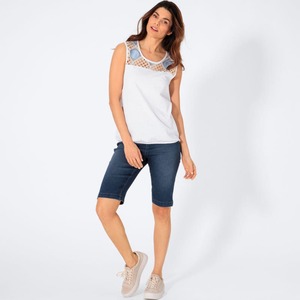 Damen-Jeansbermudas mit elastischem Bund, Dark-blue