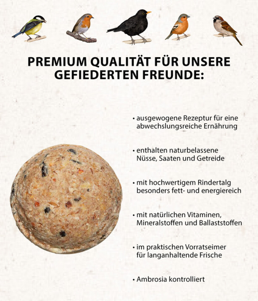 Bild 3 von Dehner Natura Wildvogelfutter Meisen-Knödel im Eimer, mit Netz, 2 x 100 Stk.