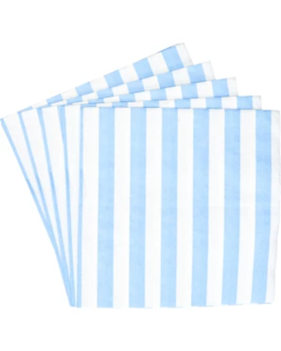 Bild 1 von Gestreifte Servietten, 18er-Pack, weiß/hellblau