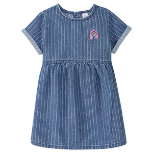 Baby Jeanskleid mit bunten Streifen BLAU