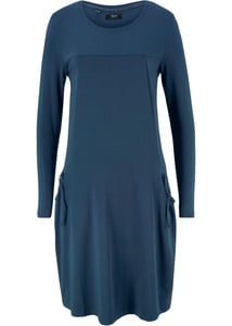 Oversize-Baumwoll-Kleid mit Taschen, knieumspielend, 56/58, Blau