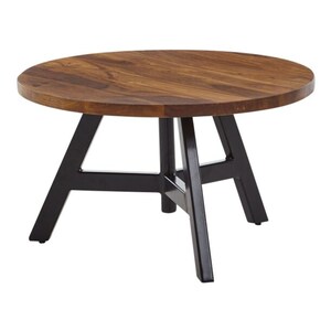 Couchtisch rund Ø 60 cm Sheesham massiv/Schwarz