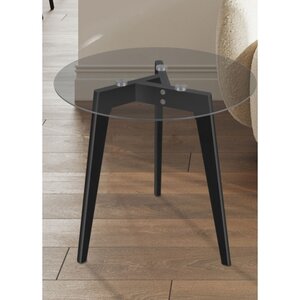 Tisch Charlotta Ø 45 cm Holz schwarz/Glas