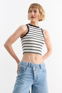 C&A Crop Top-gestreift, Schwarz, Größe: XS