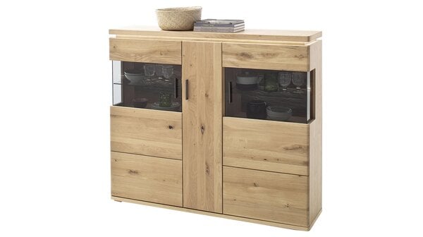 Bild 1 von Highboard Balkeneiche geölt teilmassiv 128 cm - BARCELONA