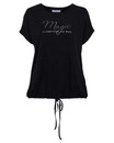 Bild 1 von T-Shirt mit Schriftzug, Janina curved, Tunnelzug am Saum, schwarz