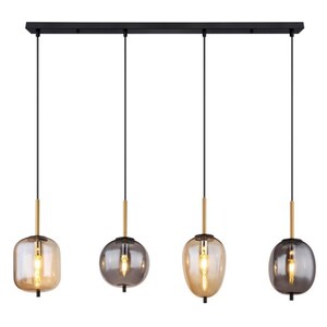 GLOBO Retrofit Balkenpendel Blacky schwarz /rauchfarbig amber 110x18,5cm H120cm