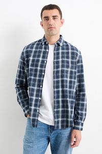 C&A Hemd-Regular Fit-Button-down-kariert, Blau, Größe: S