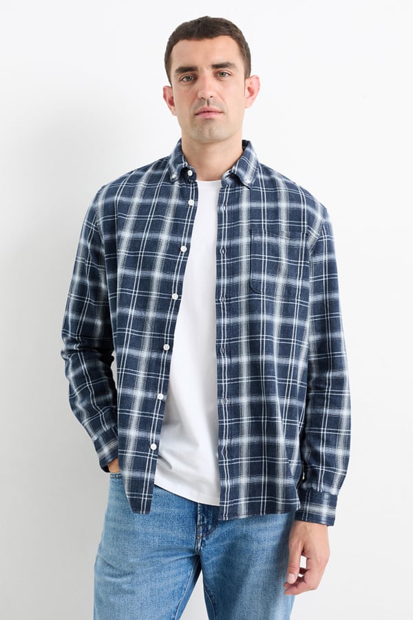 Bild 1 von C&A Hemd-Regular Fit-Button-down-kariert, Blau, Größe: S