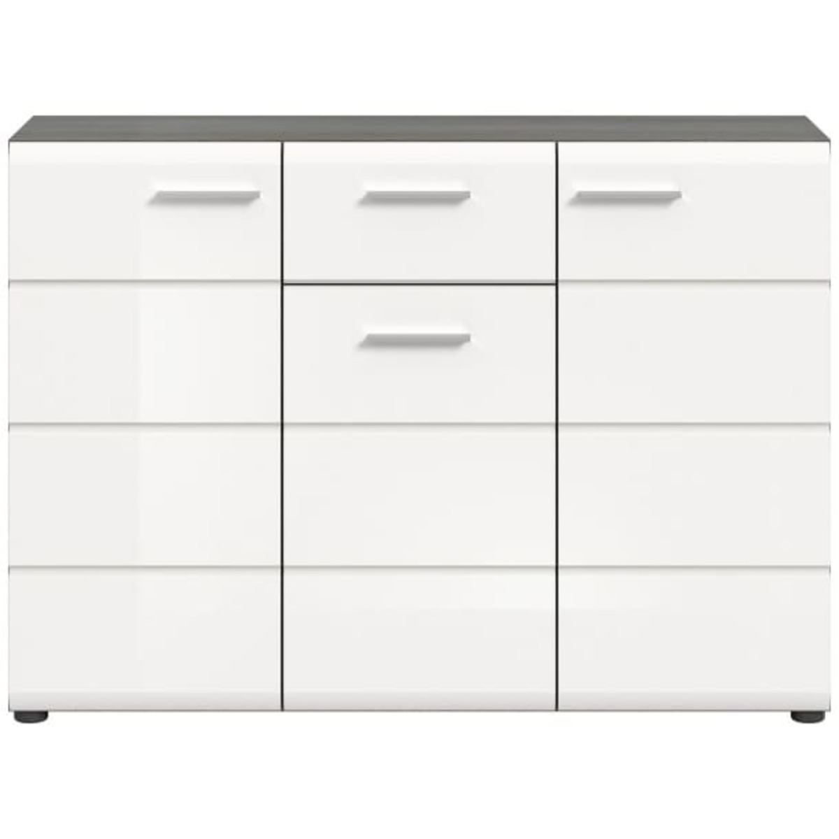 Bild 1 von Kommode Salsa 120 x 85 x 37 cm Weiß Hochglanz/Rauchsilber