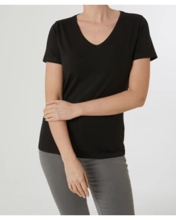 Bild 1 von Schwarzes T-Shirt, Janina, V-Ausschnitt, schwarz
