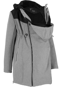 Kurzer Softshell-Umstandsmantel/Tragejacke, 34, Grau