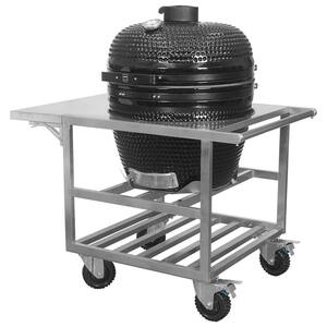 METRO Professional Kamado-Holzkohlegrill Naggado XL, Keramik / Edelstahl, Ø 60 x 127.1 cm, Seitenablage, Thermometer, fahrbar, schwarz