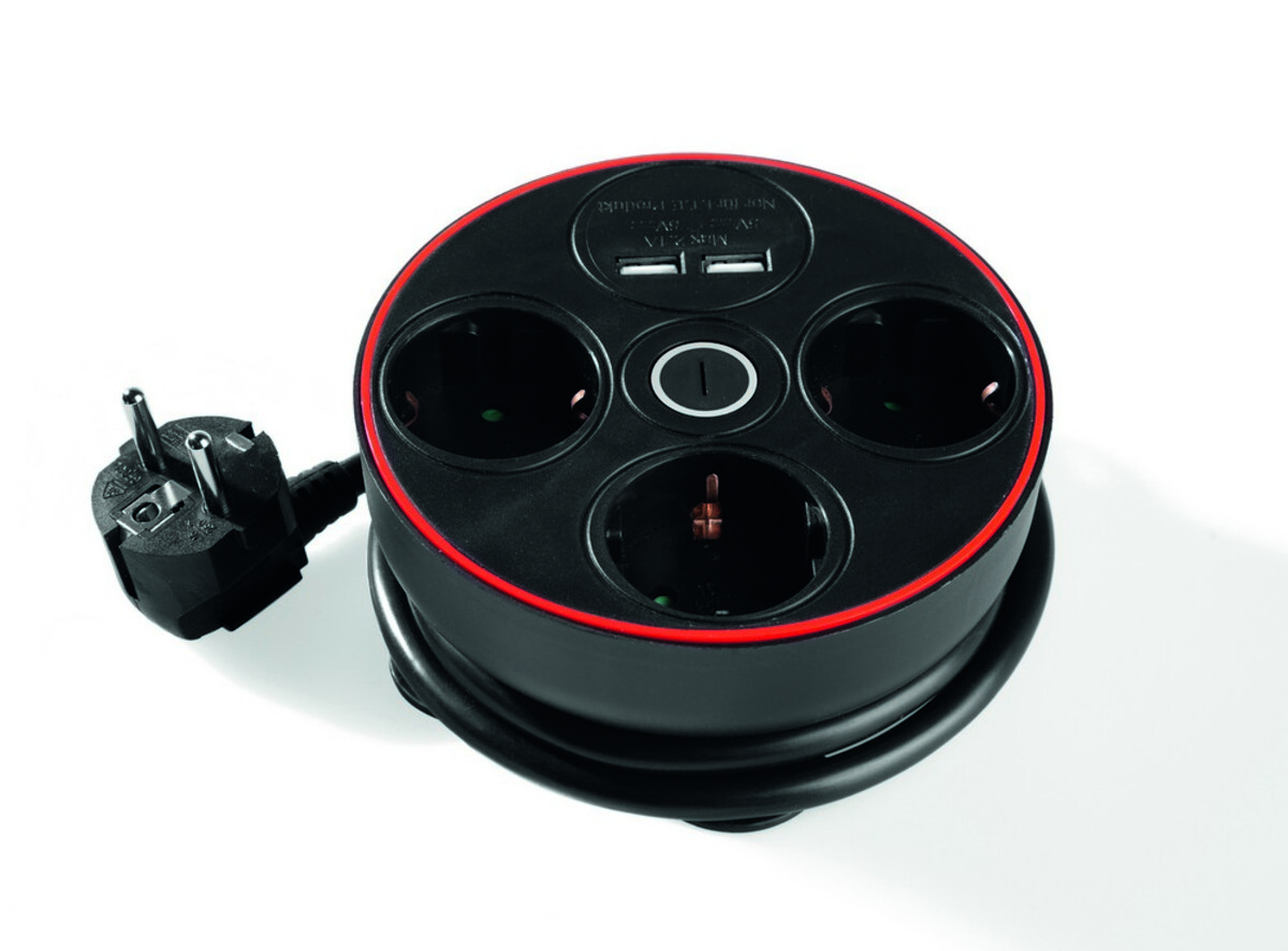 Bild 1 von Clevere 3-fach Steckdose mit Kabelbefestigungseinrichtung schwarz