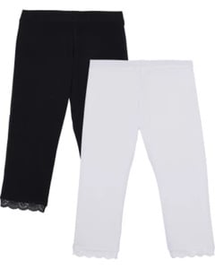 Leggings mit Spitze, 2er-Pack, schwarz/weiß