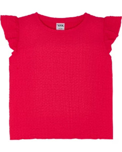 T-Shirt mit Knittereffekt, Y.F.K., Rundhalsausschnitt, pink