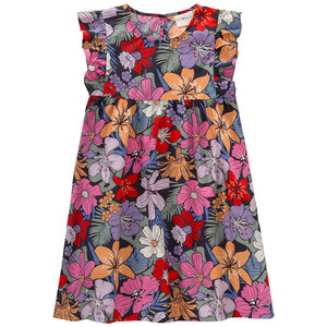 Mädchen Kleid mit Blumen-Print BUNT