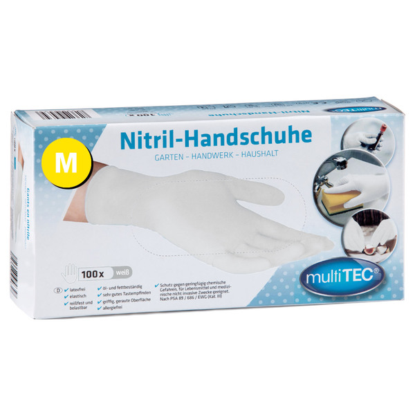 Bild 1 von Nitril Einmalhandschuhe 100er, Größe M - Weiß