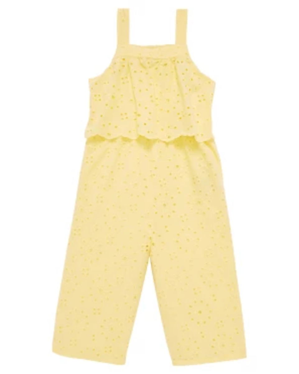 Bild 1 von Jumpsuit mit Lochstickerei, unterlegt, gelb