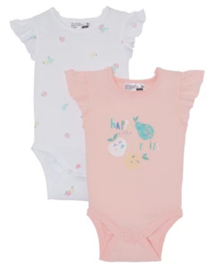 Newborn Bodys mit Früchten, 2er-Pack, Ergee, rosa