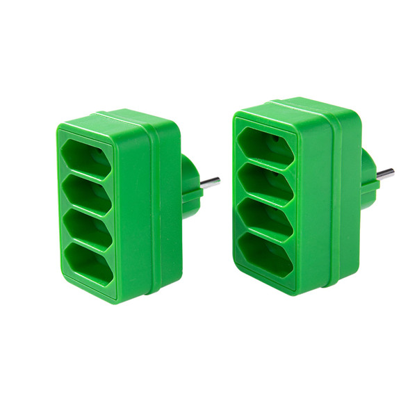 Bild 1 von 4-fach Steckdosenadapter - Grün, 2er-Set