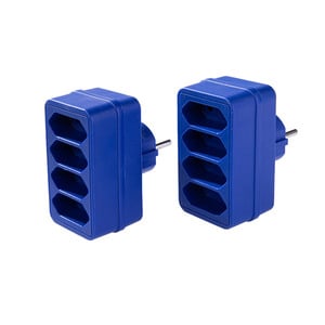 4-fach Steckdosenadapter - Blau, 2er-Set