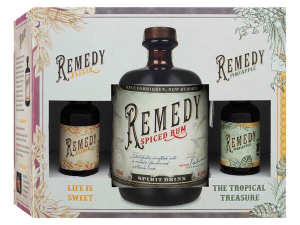 Bild 1 von Remedy Spiced Rum 41,5% Vol + 5cl Remedy Pineapple 40% Vol + 5cl Remedy Elixir 34% Vol