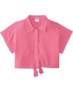 Bild 1 von Pinke Musselin-Bluse, Y.F.K., Knotendetail, pink