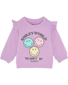 Smiley World Sweatshirt, Schulterknöpfe, helllila