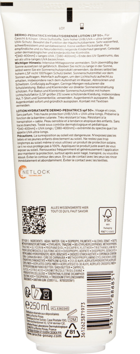Bild 2 von LA ROCHE-POSAY Anthelios UVMUNE 400 Dermo-Pediatrics Hydratisierende Lotion LSF 50+, 250 ml