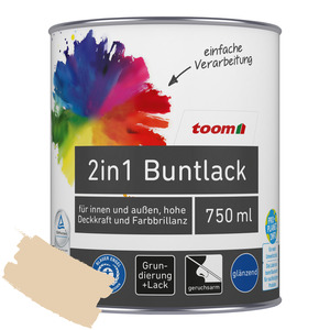 toom 2in1 Buntlack 'Sonnenstrahl' hellelfenbein glänzend 750 ml