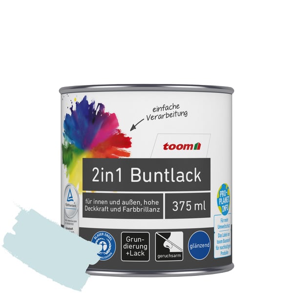 Bild 1 von toom 2in1 Buntlack 'Atempause' hellblau glänzend 375 ml