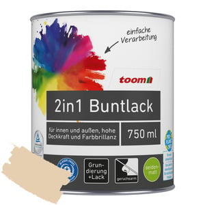 toom 2in1 Buntlack 'Sonnenstrahl' hellelfenbein seidenmatt 750 ml