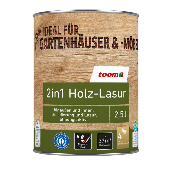 Bild 1 von toom 2in1 Holzlasur silbergrau 2,5 l