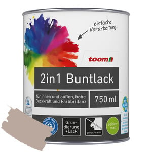 toom 2in1 Buntlack 'Kieselsand' taupe seidenmatt 750 ml