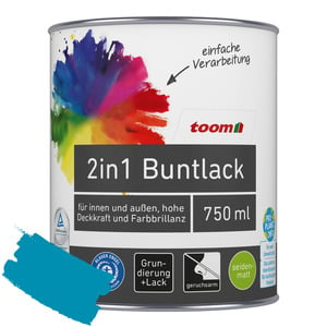 toom 2in1 Buntlack 'Aquamarine' lichtblau seidenmatt 750 ml