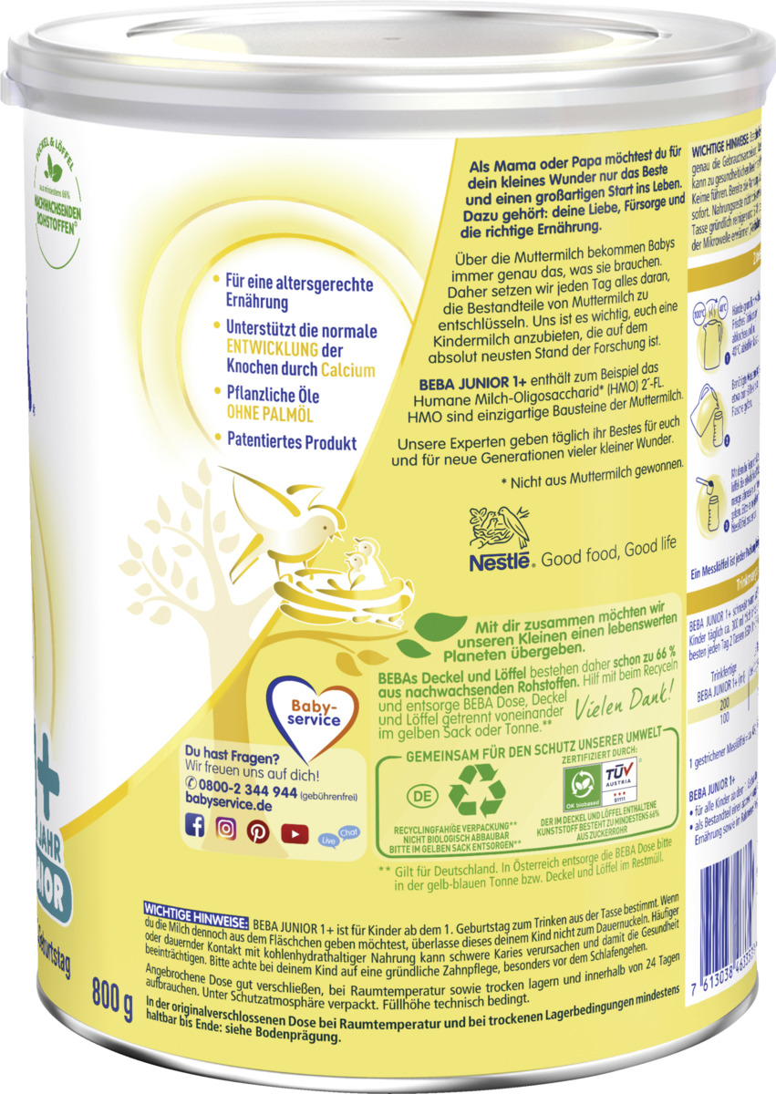 Bild 2 von BEBA 6er-Pack 1+ Milchgetränk ab dem 1. Geburtstag, 4,8 kg