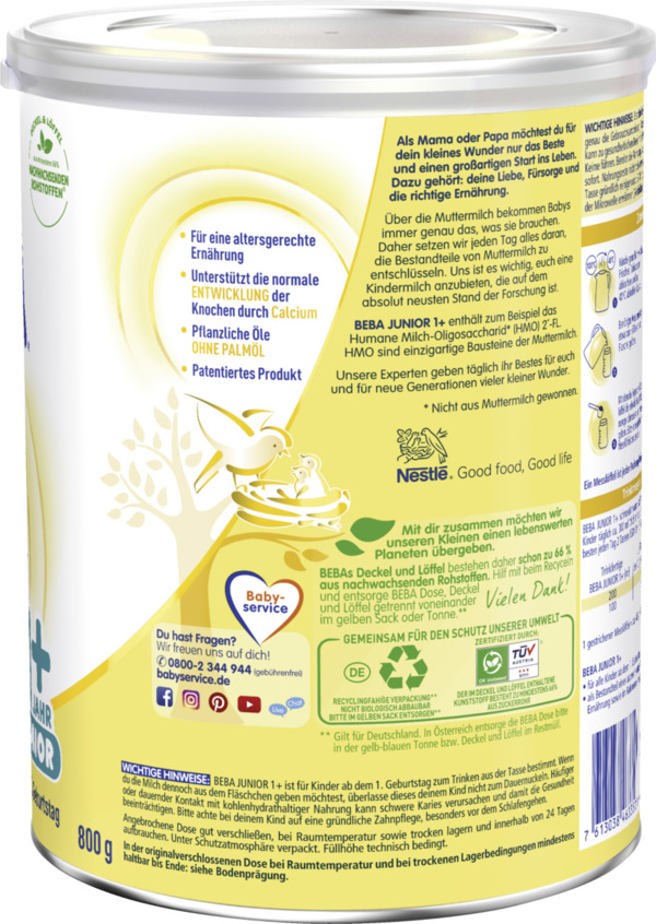 Bild 2 von BEBA 6er-Pack 1+ Milchgetränk ab dem 1. Geburtstag, 4,8 kg