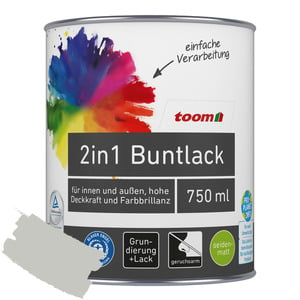 toom 2in1 Buntlack 'Mondschein' lichtgrau seidenmatt 750 ml