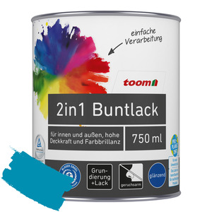 toom 2in1 Buntlack 'Aquamarine' lichtblau glänzend 750 ml