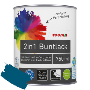 toom 2in1 Buntlack 'Blaupause' enzianblau seidenmatt 750 ml