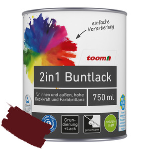 toom 2in1 Buntlack 'Abendrot' purpurrot seidenmatt 750 ml