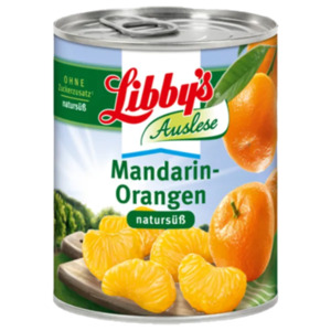 Libby´s
Natursüß-/ Mandarin Orangen, Pfirsichhälften oder Frucht-Cocktail