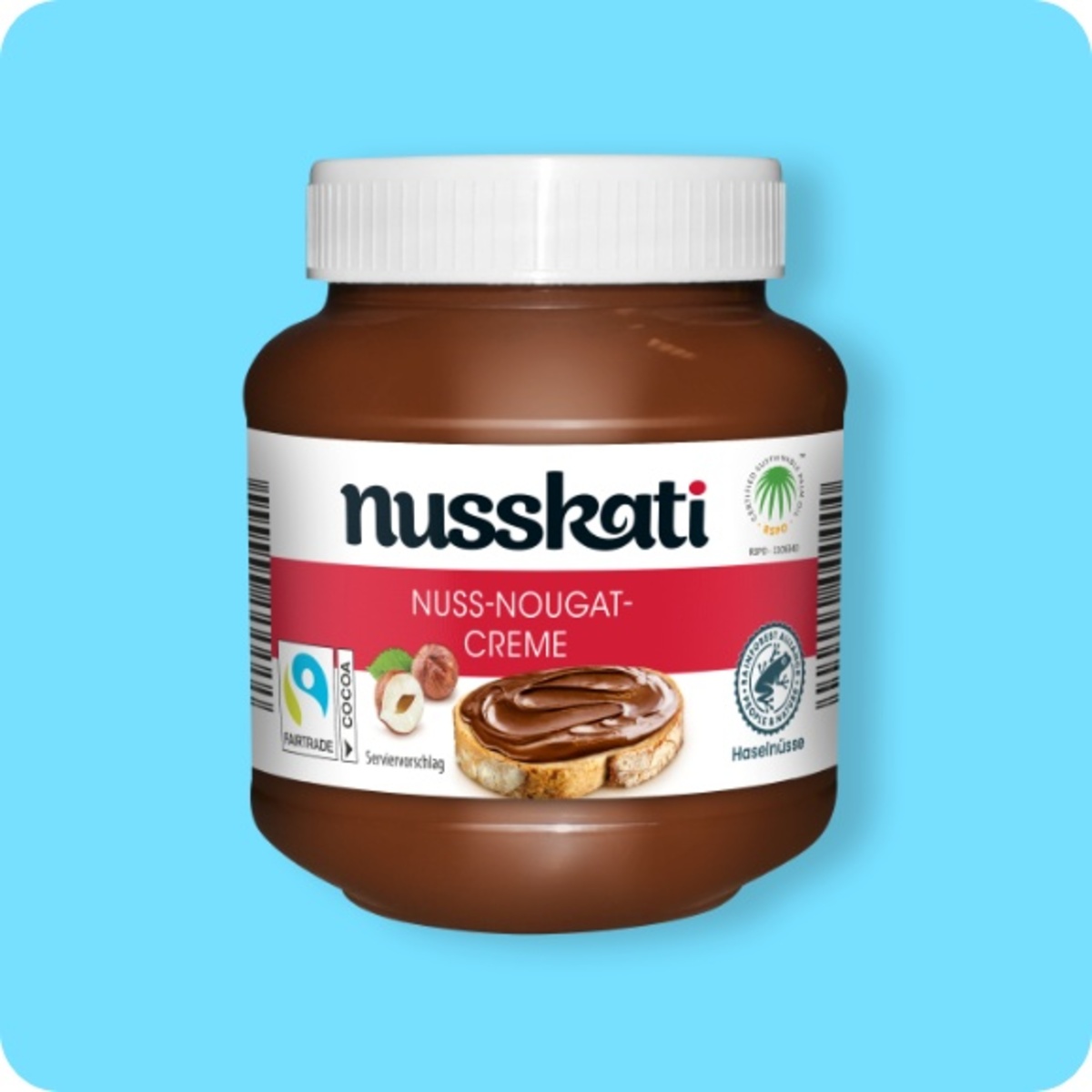 Bild 1 von NUSSKATI Nuss-Nougat-Creme
, Haselnuss Rainforest Alliance-zertifiziert