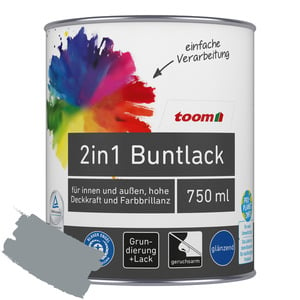 toom 2in1 Buntlack 'Stadtgeflüster' silbergrau glänzend 750 ml