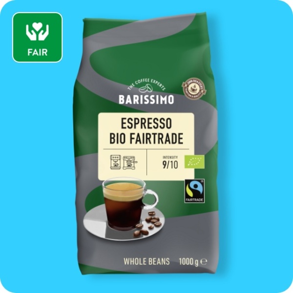 Bild 1 von BARISSIMO Bio-Fairtrade Espresso oder Caffè Crema, Ganze Bohnen