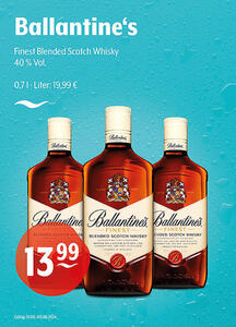 Ballantine's Finest Blended Scotch Whisky
40 % Vol.