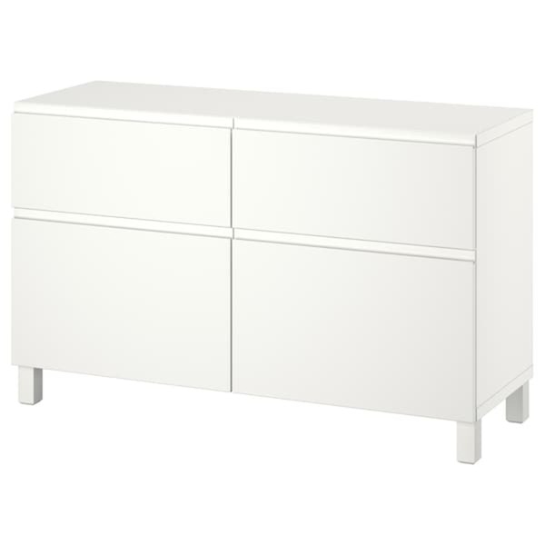 Bild 1 von BESTÅ  Aufbewkomb.+Türen/Schubladen, weiß/Västerviken/Stubbarp weiß 120x42x74 cm